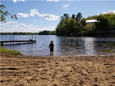 Waterfront cottage with private sand beach in quiet Kawartha setting