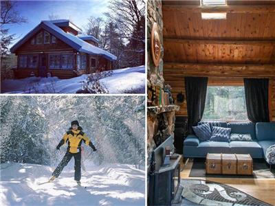 Cozy Waterfront Log Cabin. 17min to Ottawa.  Gatineau Park+NordikSpa nearby.  Ski out the door!